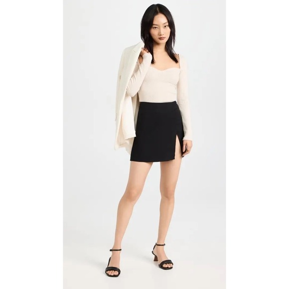 Reformation Dresses & Skirts - Reformation Margot High Rise Mini Skirt Black Side Slit Crepe Size 2